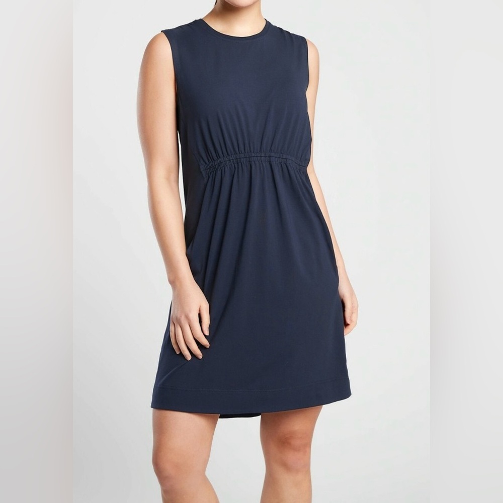 Athleta Del Rey Dress in Navy Blue, size M, good used condition
